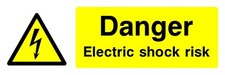 Danger Electric Shock Risk stickers 60mm X 20mm Electrical Warning Labels