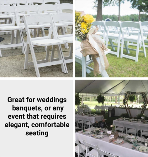 White Resin Folding Chairs - Set of 2 Lightweight Stackable Chairs with Padded S - Picture 7 of 12