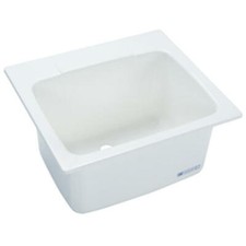 Blanco 22" x 25" Fibra de Vidrio Moldeada Auto Borde Utilidad Fregadero Montaje Encimera