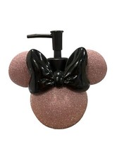 DISNEY Minnie Mouse Rose Gold Glitter Soap Lotion Dispenser Pump 6" With Bow