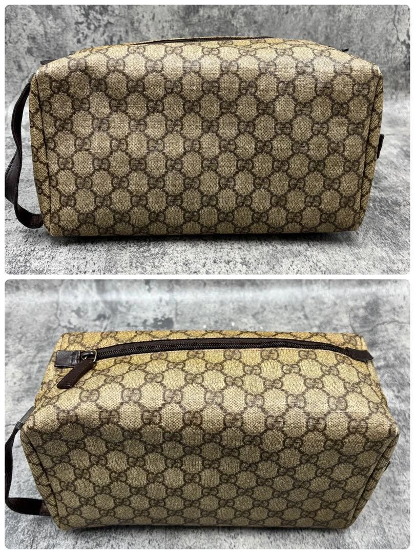 ✨Bel article✨Sac pochette GUCCI deuxième GG cuir beige marron