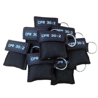 ELYSAID 1 pc CPR Barrier Keychain CPR Face Shield Frist Aid 30:2 CPR Training Black