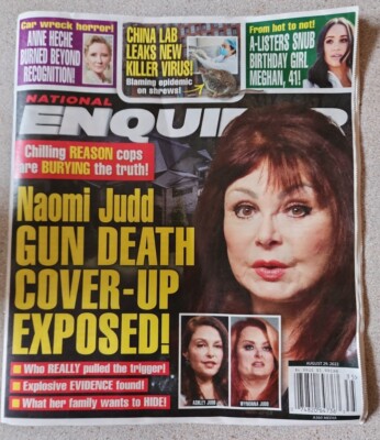 National Enquirer Magazine Aug 29, 2022 Naomi Judd Gun Death Cover-Up