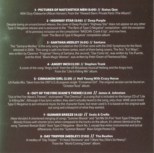 Type o Negative - cover versions (CD), limited to 500, NEW, unplayed record! - Bild 3 von 5
