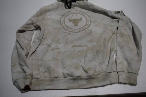 Under Armour Sweatshirt Mens Size M Ivory Hoodie The Rock Pullover T-6 - Picture 3 of 6