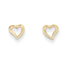 14K Yellow Gold Small Double Heart Stud Earrings Push Back Madi K Childs Jewelry