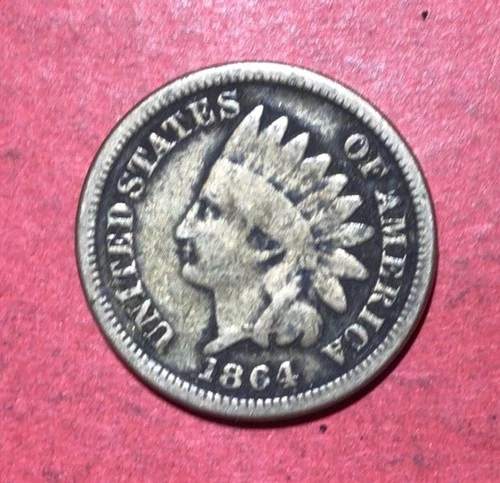 1864 US Copper Nickel Indian Head Cent! Good/VG Civil War Days! Old Coin!