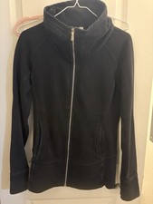 lululemon Scuba Women s Black Full Zip Fleece Hoodie Pockets Size 8