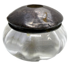 VINTAGE 'G' MONOGRAM STERLING LID CRYSTAL GLASS POWDER DRESSING TABLE VANITY JAR