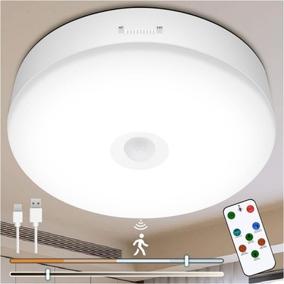 Rechargeable Motion Sensor Ceiling Light With Remote 7.4 Inch Wireless Ceiling L