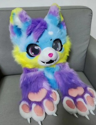 Fursuit Long haired Dog Fox Mascot Party Halloween Fur Cosplay(head+claws)