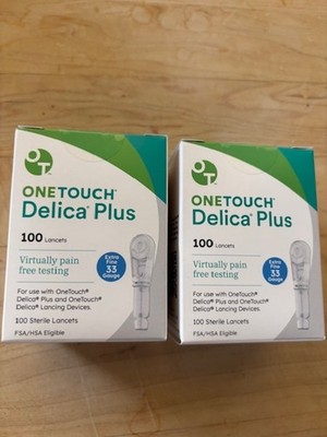 200 ONE TOUCH DELICA PLUS LANCETS (2 boxes x 100 =200)