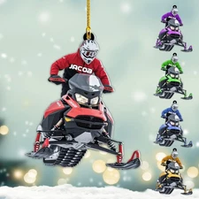 Personalized Snowmobile Ornament 2025, Custom Snowmobile Christmas Ornament, Hel