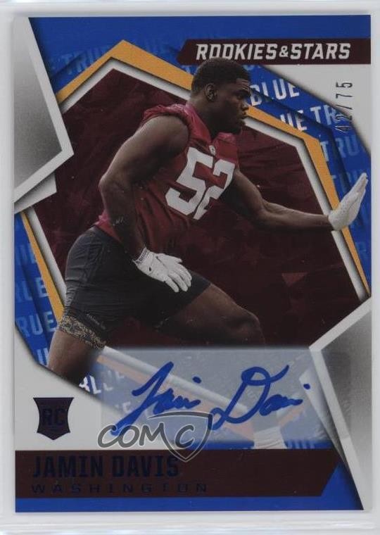2021 Panini Rookies & Stars True Blue Signatures 42/75 Jamin Davis Auto RC 15t1