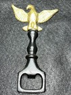 Rare Vintage Cast Iron Black & Gold Flying American Eagle Bottle Opener — photo 1