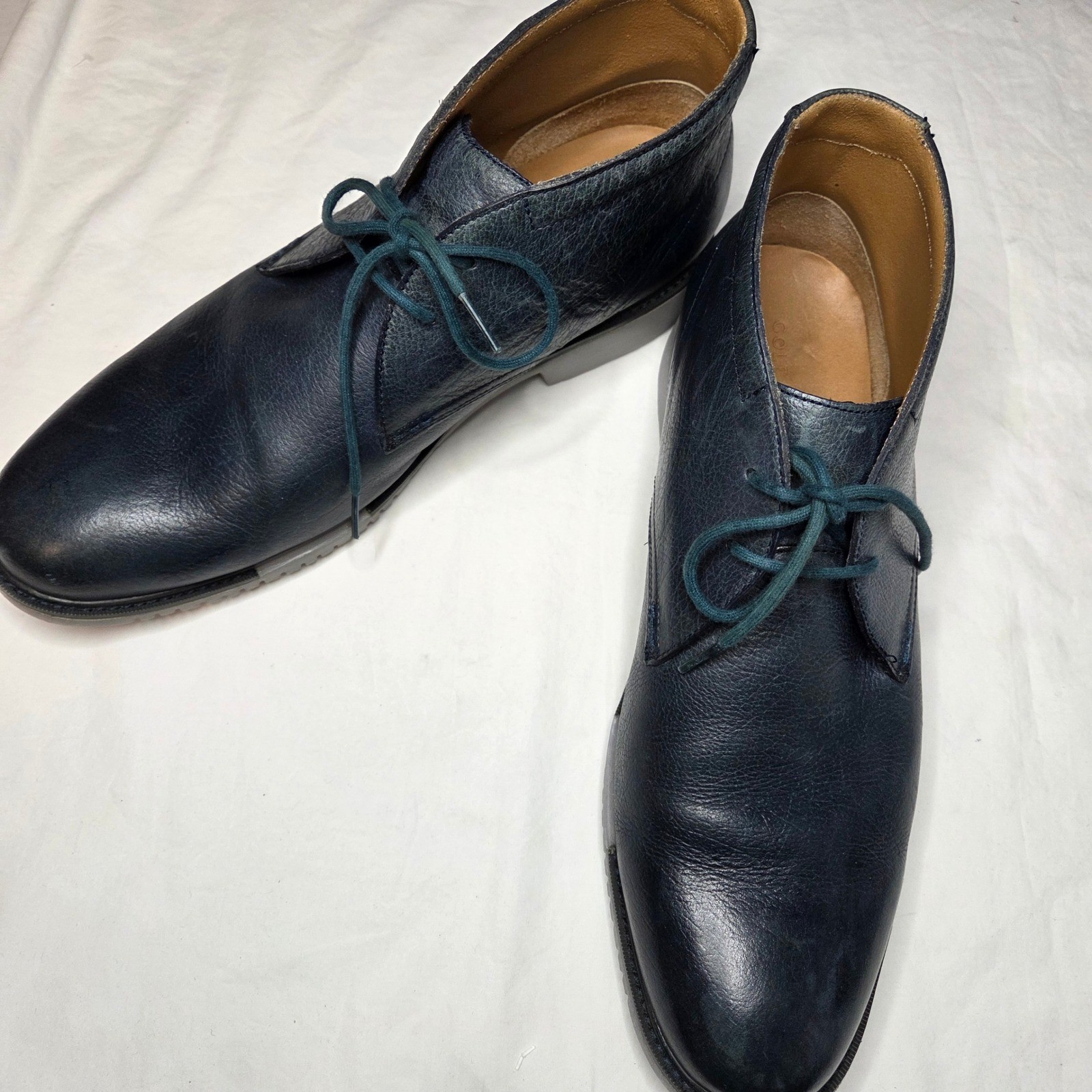 Cole Haan Chukka Boots Mens Leather Blue Lace Up Ankle Boots Size 12