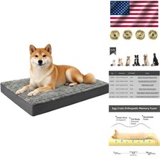 Soft Flannel Orthopedic Dog Bed 35"x22"x3" Removable Cover Safety Features
