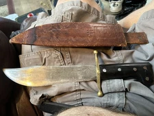 Vtg World War II Fighting Knife w/Sheath Collins & Co. Legitimus No. 18 USA