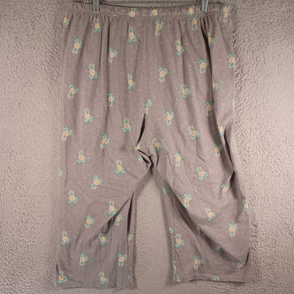 Croft & Barrow Womens Gray Pineapple Pajama Pants Size Large Pockets Drawstring - Image 3 of 4