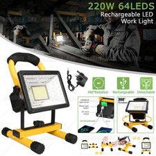 220W LED Rechargeable Cordless Emergency Work Flood Light Portable Camping Lamp