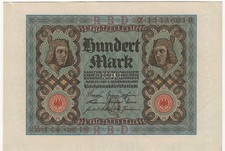 GERMANY  100 MARK BANKNOTE  1920  P59b  UNCIRCULATED