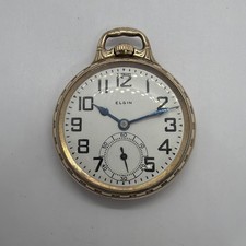 Elgin 21J A5P BW Raymond Railroad Grade 10K YGF Stiff Bow Pocket Watch 16s Runs