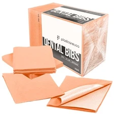 PlastCare Disposable Dental Bibs 13"x18", 3 Ply, Apricot