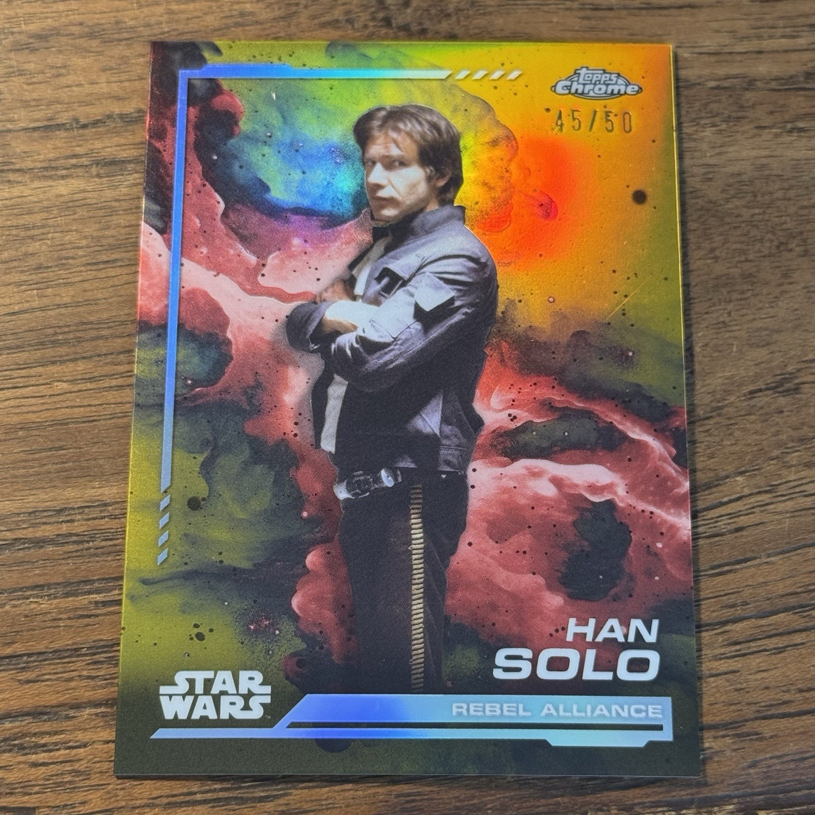 Han Solo 2024 Topps Chrome Star Wars GOLD 45/50 Refractor Card #102 NM