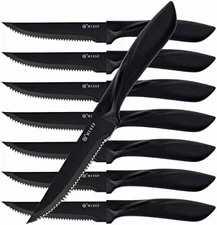 Steak Knives Set Serrated Stainless Steel Flatware Sharp Blade Kitchen Set