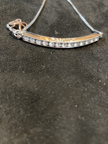 Brilliance Beautiful Crystal Bar Slider Silver Tone Adjustable Bracelet 2 Charms - Picture 3 of 12