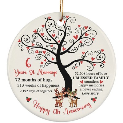 6 Years Love Story Ornament Happy 6th Anniversary Reindeer Couple Christmas Gift