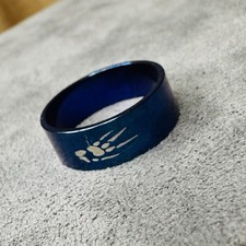 Ring Edelstahl blau Pfote Größe 59 Herren Damen Schmuck Geschenk