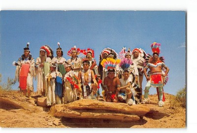 Native Americana Vintage Postcard Indians in Ceremonial Dress