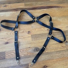 Men s Vegan Leather Chest Harness Body Armor Buckle Adjustable Jock Strap Holder