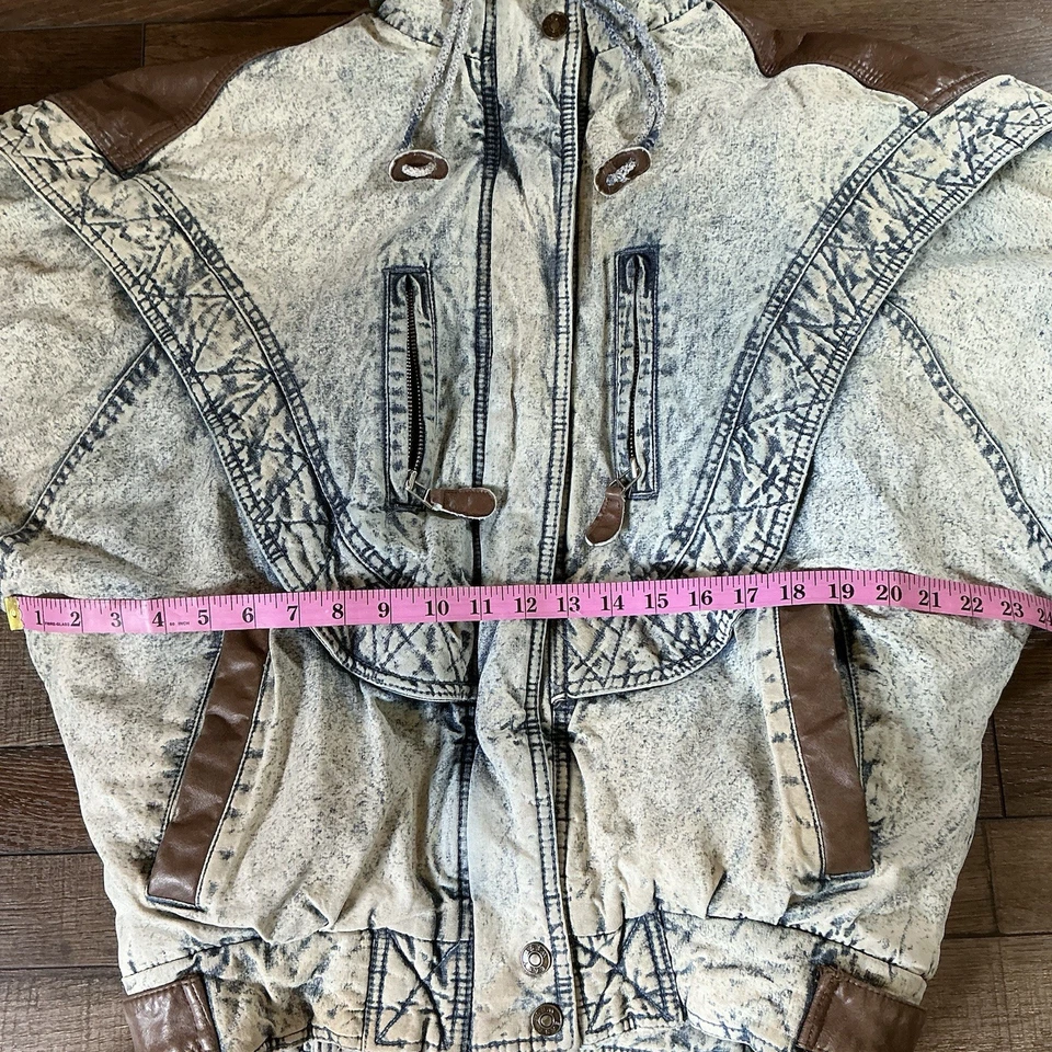 Chaqueta vaquera vintage años 80 talla S - East West lavado ácido imitación cuero para mujer #16625 Foto 3 de 4