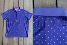 Greyson Golf Polo Shirt Purple Skull Wolf All Over Print XL Stretch Activewear