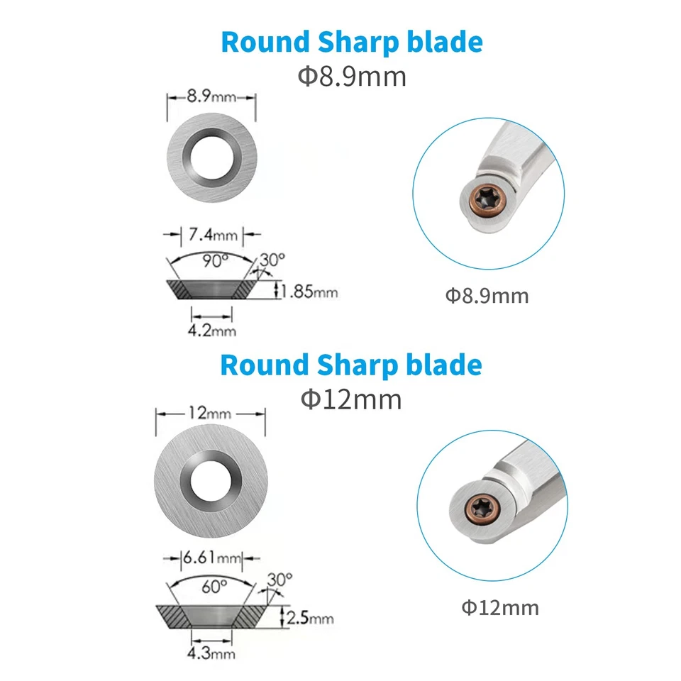 15Pcs Tungsten Carbide Cutters Inserts Set for Wood Lathe Turning Tools (11mm... - Image 3 of 4