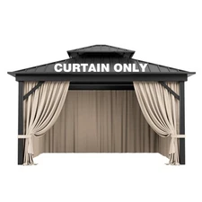 Gazebo Curtain Replacement Universal 4-Panel Sidewalls 10' X 12', Outdoor Pri...