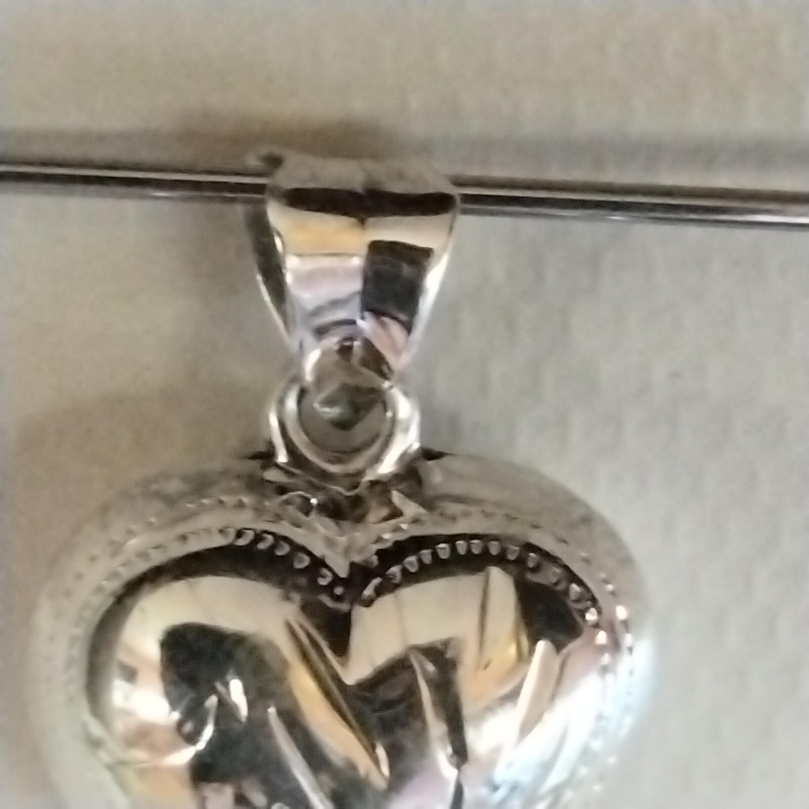 Vtg Sterling Silver Puffy Heart Pendant Etched Ho… - image 4