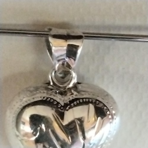 Ciondolo cuore gonfio argento sterling - design lucido e strutturato vintage - Foto 4 di 6