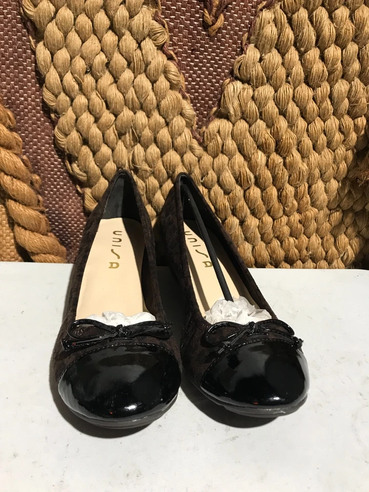 Unisa Espresso Brown Suede Silver Buckle Wedge Shoes US Women Size 10M - Image 3 of 4