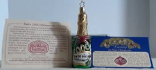 Merck Family’s Old World Christmas Ornament 2000 Champagne Bottle 5" Blown Glass