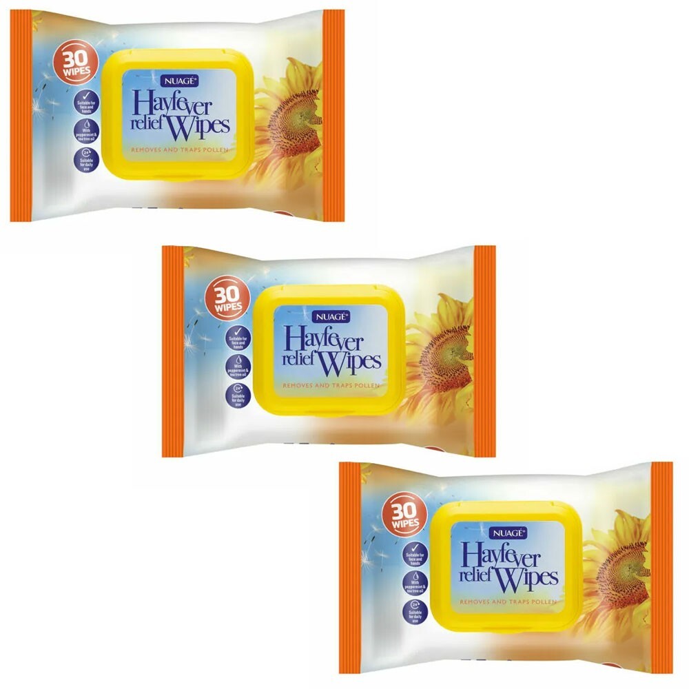 3 Pack Nuage Hayfever Allergy Relief Wipes 30 Wipes (Total 90 Wipes)