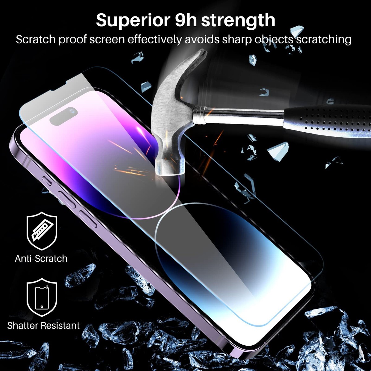 Lesakit Kit 3+3 Per IPhone 14: 3 Pellicole Privacy (28°) E 3 Protezioni Per Fotocamera Con Anello Notte, Vetro 9H