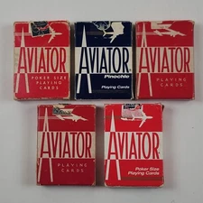 Vintage Aviator Playing Cards Lot Of 5 Decks US Playing Card Co Poker & Pinochle