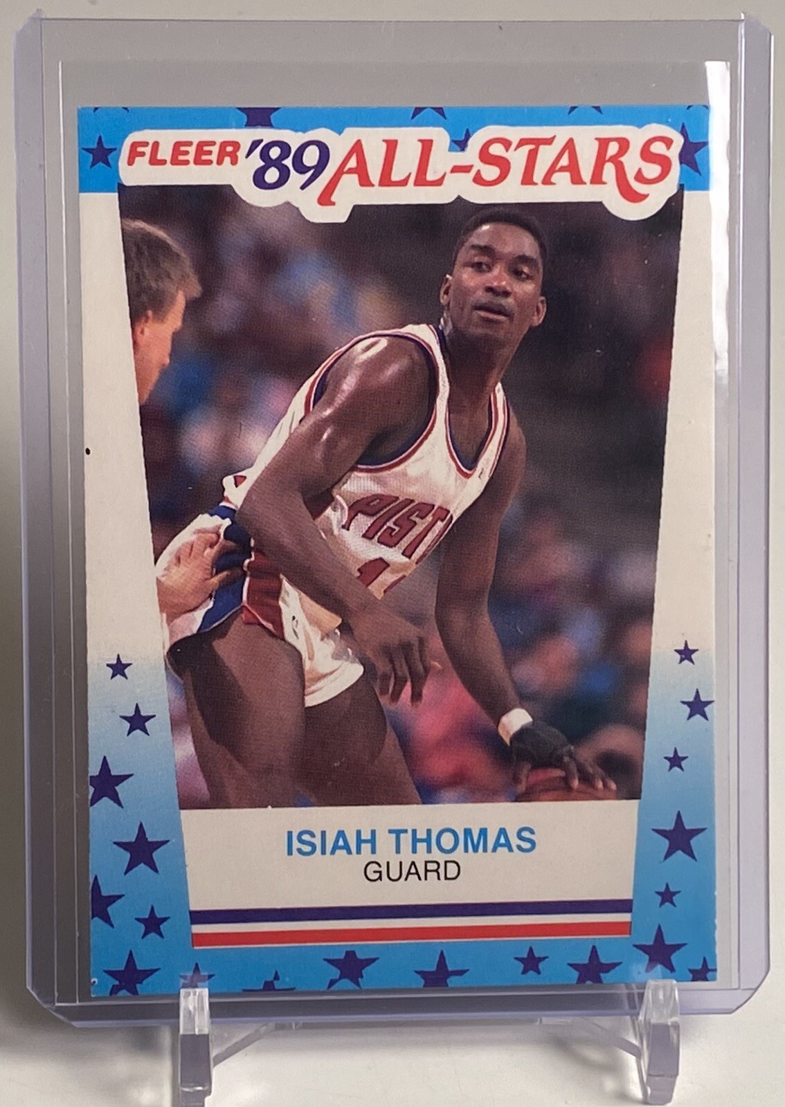 1989-90 Fleer Isiah Thomas Sticker Card No. 6 Detroit Pistons W/Top Loader 🔥