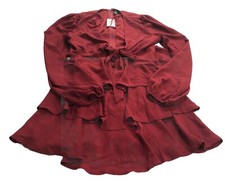 Windsor Maroon Tie Front Long Sleeve Dress Large