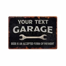 Personalized Garage Rustic Black METAL SIGN or DECAL