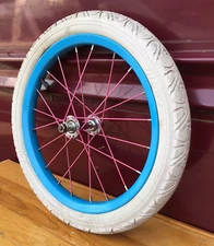 16" Bicycle Front Blue Wheel with 1.95" White Tire Mini-BMX Kids Bike #E76