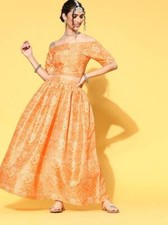 Indian Crop Top With Maxi Skirt Set For Women, Lehenga Choli For Women